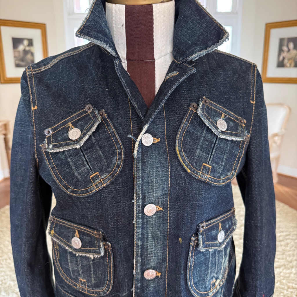 Dsquared2 Y2k Dark Wash Cropped Denim Jacket It 40 Us 4 Peplum Back 4 Pocket